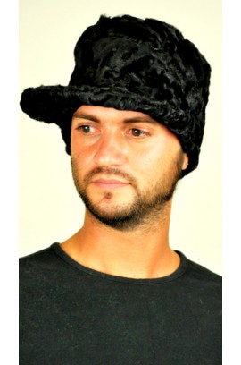 Karakul fur hat with visor